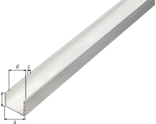 Profilé en U en aluminium avec dimensions