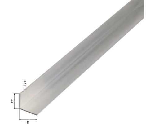 Profilé cornière en aluminium avec dimensions a, b et c