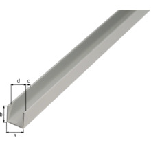 U-Profil aus Metall mit Massangaben