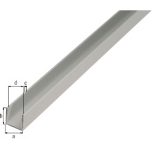Profilé en U métallique avec indications de dimensions
