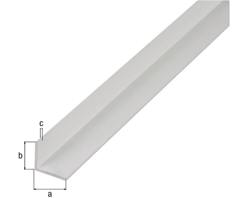 Winkelprofil aus Kunststoff mit Maßangaben