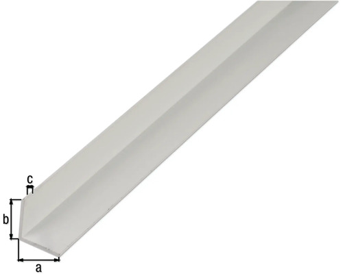 Cornière en plastique avec indications de dimensions a, b et c