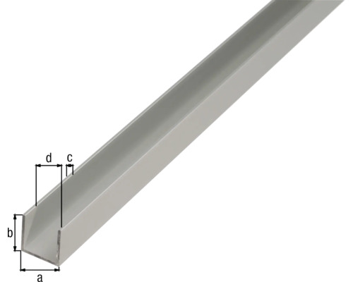 Aluminium U-Profil mit Maßangaben
