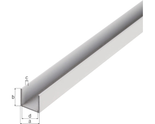 Profilé en U métallique avec dimensions