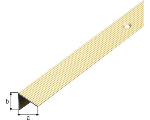 Profil de bordure d''escalier en métal avec surface rainurée et trou de fixation
