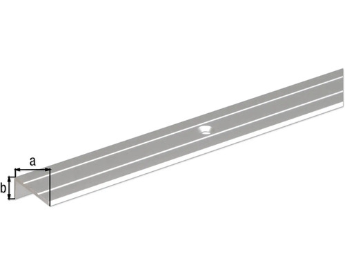 Profilé en aluminium avec trou et indication des dimensions a et b