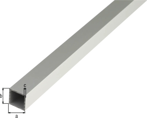 Aluminium Vierkantrohr mit Maßangaben