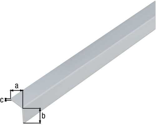 Profilé d''angle avec les dimensions a, b et c.