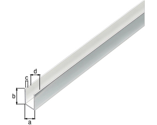 Profilé en U métallique avec indications de mesure