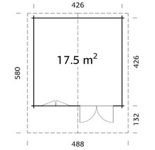 Abri de jardin Palmako Britta 17,5 m² 488 x 580 cm imprégné par immersion