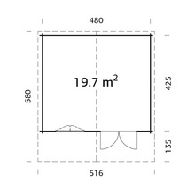 Abri de jardin Palmako Britta 19,7 m² 516 x 580 cm imprégné par immersion