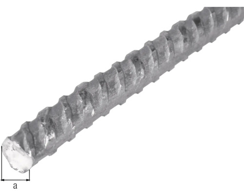Betonstahl mit Rippenprofil und Querschnittdarstellung
