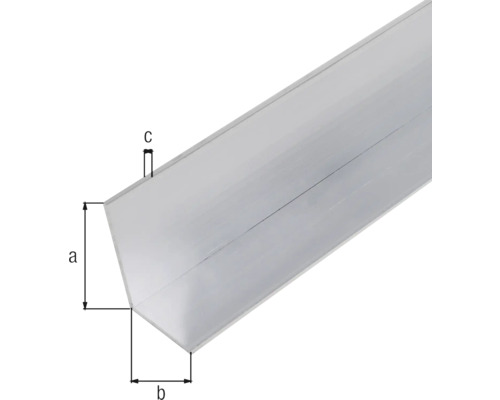 Profilé cornière en aluminium avec les dimensions a, b et c