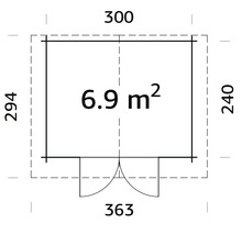 Gartenhaus Palmako Vivian 6,9 m² 363 x 290 cm Tauchgrundiert grau