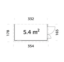 Abri de jardin Palmako Mia 5,2 m² avec plancher 354 x 178 cm naturel