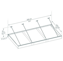 Auvent rectangulaire PALRAM-Canopia Sophia XL transparent 2860x1400x170 mm alu revêtu par poudre gris RAL 7016
