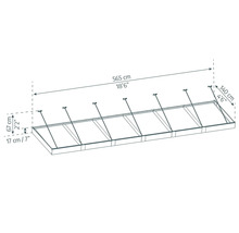 PALRAM-Canopia Rechteckvordach Sophia XL klar 5650x1400x170 mm Alu Pulverbeschichte grau RAL 7016