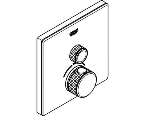 Logo Grohe. Mitigeur thermostatique encastré avec deux boutons rotatifs