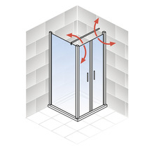 Duschtür mit Seitenwand SCHULTE Alexa Style 2.0 ExpressPlus 80 x 80 cm Profil aluminium Klarglas schmutzabweisende Glasbeschichtung Türanschlag rechts Türanschlag links