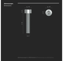 Zylinderschraube m. Innensechskant INBUS® DIN 912 Vollgewinde M6x16 mm 8.8 galv. verzinkt 10 Stück