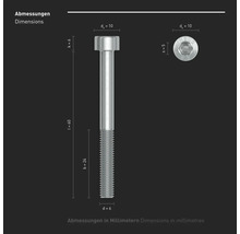 Zylinderschraube m. Innensechskant INBUS® DIN 912 Teilgewinde M6x60 mm 8.8 galv. verzinkt 10 Stück