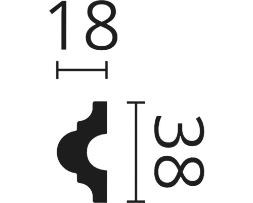 Dimensions d''une moulure décorative : 18 x 38 millimètres