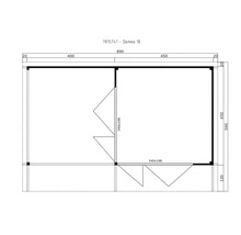 Grundriss Domeo 10 Gartenhaus mit Abmessungen