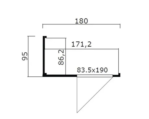 Dessin technique d''un angle avec indications de dimensions