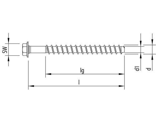 Schéma d'une vis avec indications de dimensions.