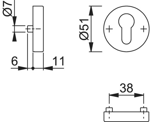 Dessin technique d''une garniture de porte avec dimensions