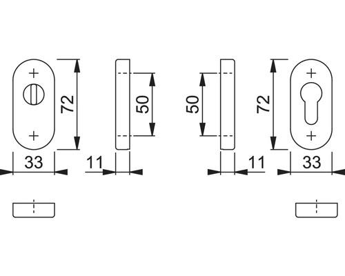 Dessin technique de ferrures de porte avec dimensions