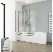 Pare-baignoire 3 pièces SCHULTE Serie 126,8 x 140 cm verre transparent couleur de profil aluminium D1510 01 01 140-thumb-3