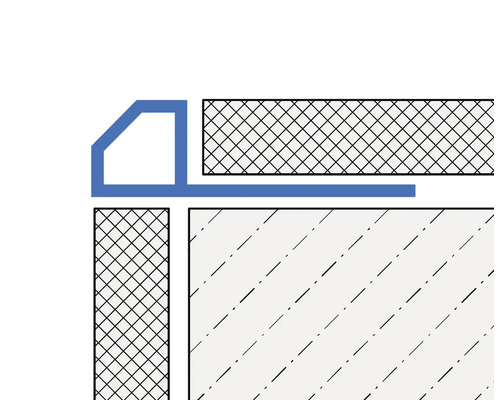 Vue détaillée d''un profilé pour la finition des carreaux muraux