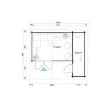 Plan d''un abri de jardin avec mobilier et dimensions