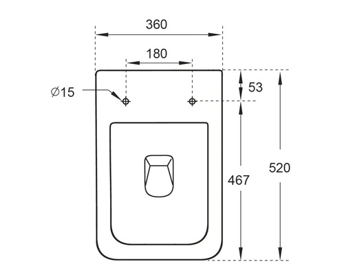 Schéma technique de toilettes avec dimensions