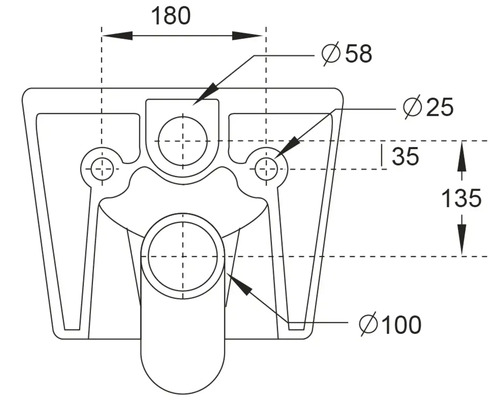 Dessin technique d''une pièce de montage avec indications de dimensions en millimètres.