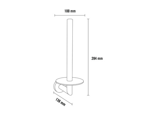 Dessin technique d''un porte-papier toilette avec dimensions.