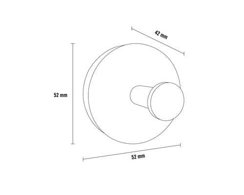 Technische Zeichnung eines Wandhakens mit den Maßen 52 mm und 42 mm.