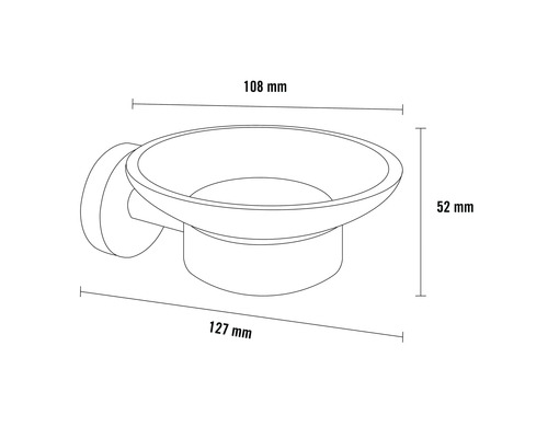 Schéma technique d''un porte-savon avec dimensions.