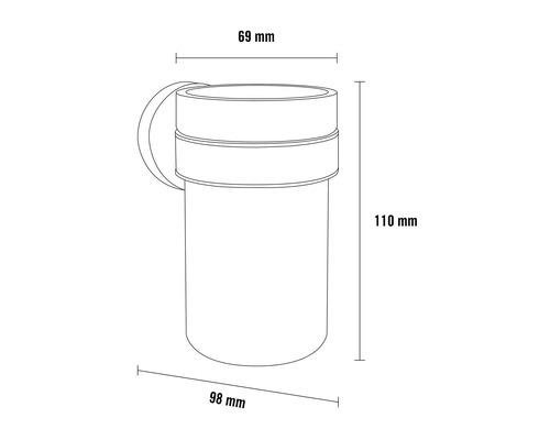 Illustration eines Behälters mit den Maßen 69 mm x 98 mm x 110 mm