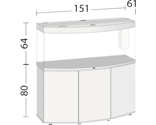 Aquarium avec meuble bas et dimensions