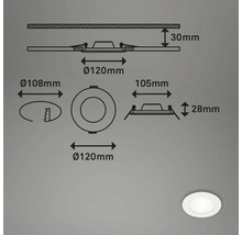 Set d'éclairages encastrés LED 3 pces IP44 3x6 W 3x600 lm 4000 K blanc Ø 12/10 cm 230 V