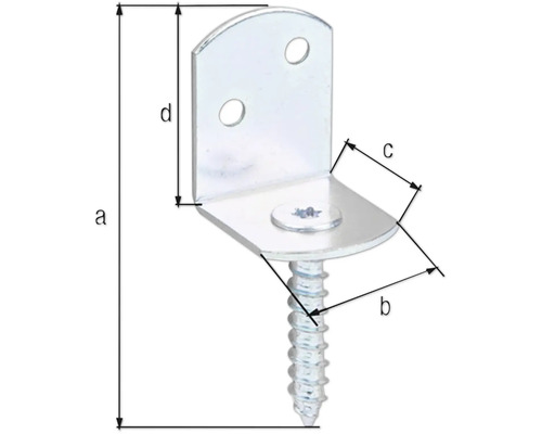 Winkelverbinder mit Schraube und Maßangaben