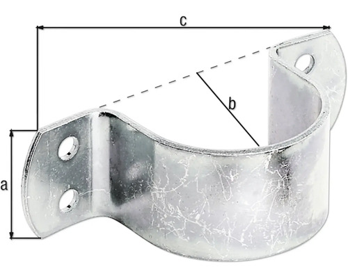 Collier de serrage avec les dimensions a, b et c