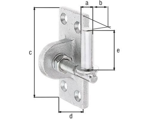 Torangel mit Schraube und Maßangaben