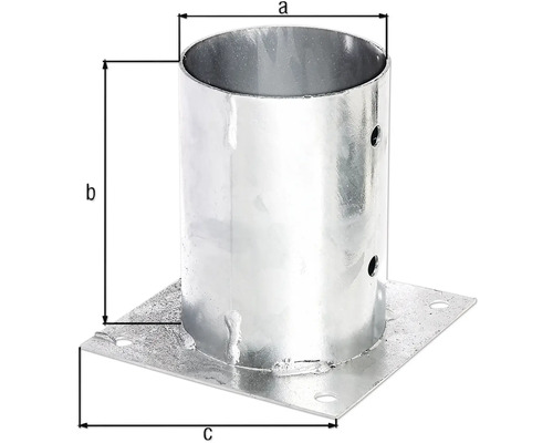 Pfostenträger aus Metall mit Abmessungskennzeichnung