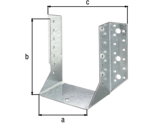 Sabot de solive avec les dimensions a, b et c