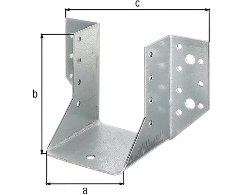 Support de poutre en métal avec les dimensions a, b et c pour l''assemblage du bois