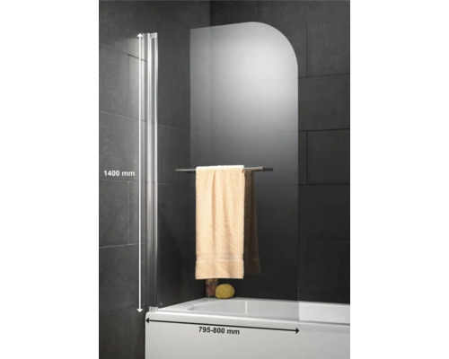 Pare-baignoire 1 pièce SCHULTE Komfort 80 x 140 cm verre transparent couleur de profil aluminium D2650 01 50 140