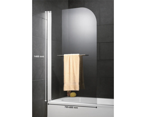 Pare-baignoire 1 pièce SCHULTE Komfort 80 x 140 cm verre transparent couleur de profil blanc D2650 04 50 140